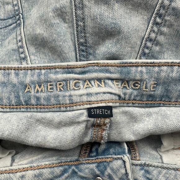 American Eagle Jeans Womens 12 XLong Blue Super High Rise Baggy Wide Leg Stretch - Picture 7 of 14